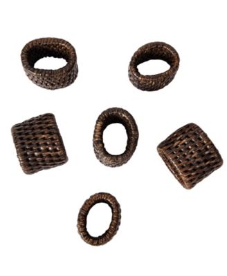 Artifacts Trading Company Rattan 6-Piece Oval Napkin Ring Set