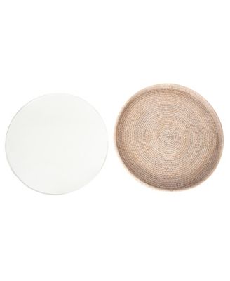 Artifacts Trading Company Round Serving-Ottoman Tray with Glass Insert