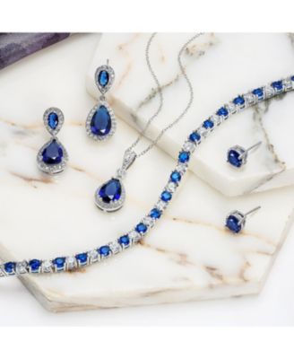 Alternating Round CZ 12CT 4 Prong Basket Set Tennis Bracelet Rhodium Plated 7.5 Inch