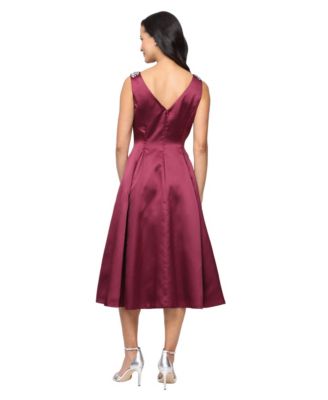 Women's A-Line Sleeveless Shoulder Embellished Dress