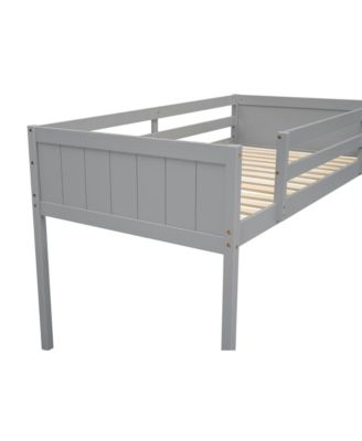 Twin Size Wood Low Loft Bed with Ladder, ladder can be placed on the left or right
