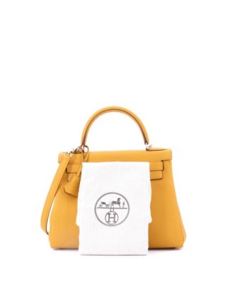 Kelly 28 Handbag Yellow Togo with Palladium Hardware
