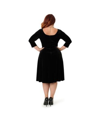 Plus Size Square Neck Pleated Swing Dress