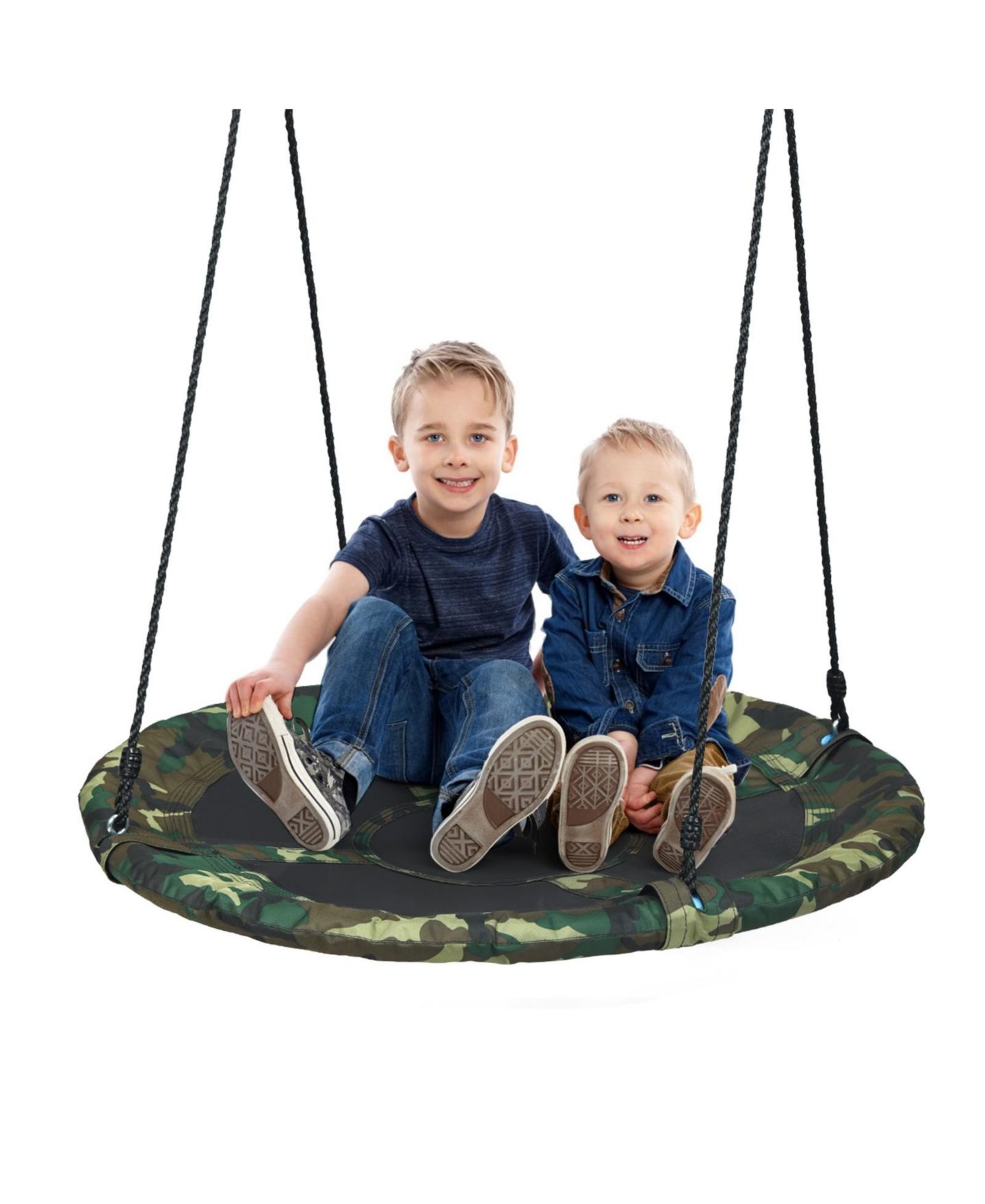 Детская игрушка HONGGE 40 Inch Flying Saucer Tree Swing with Adjustable Ropes, 700lb Capacity, Ages 3+, цвет: Зелёный — фото 2