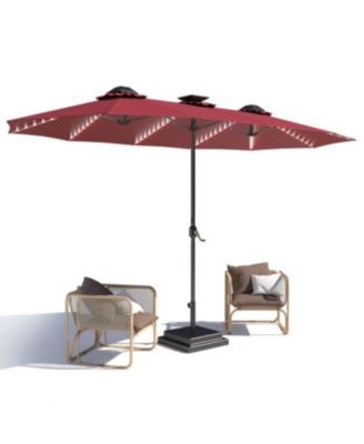 15ft Patio Double-Sided Umbrella, 156 PCS Solar LED Light Outdoor Large Umbrella