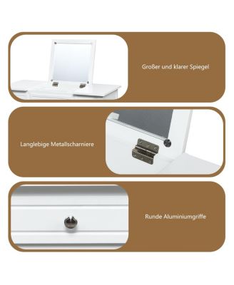 Vanity Dressing Table Set with Flip Top Mirror and 3 Drawers