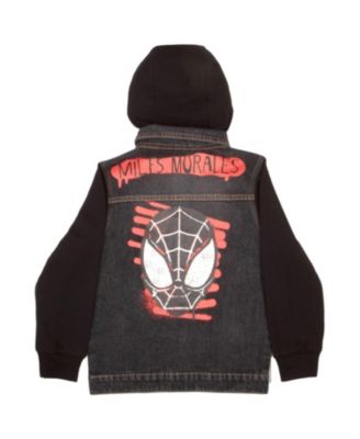 Boys Spider-Man Fashion Long Sleeve Hooded Jean Denim Jacket