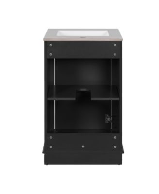 20-Inch Bathroom Vanity with Ceramic Sink, Freestanding Single Vanity, Soft-Close Door & Adjustable Shelf