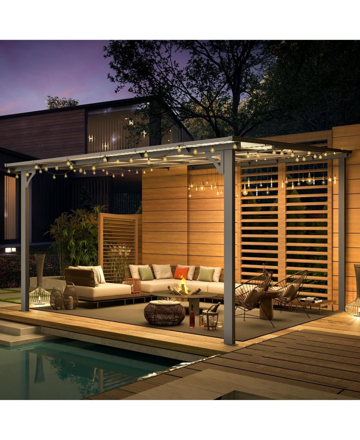 Aecojoy 12'x12' Wall Mounted Gazebos Pergola