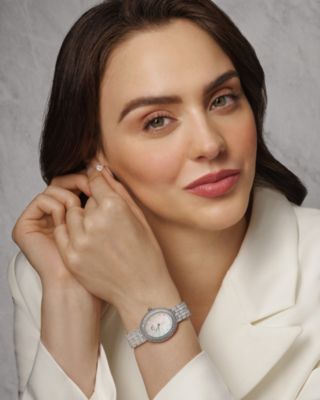 Women's Angelica Watch with Mother of Pearl Dial, Topaz Gemstones and Stainless Steel Bracelet 1342AANS