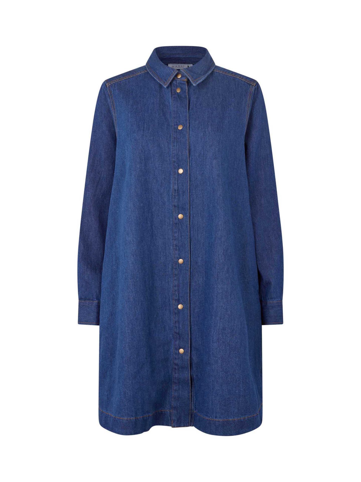 Женская рубашка Masai Copenhagen Denim Long Sleeve Collared Long, цвет: Тёмный джинсовый — фото 2