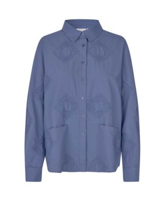 Women's 100% Cotton Long Sleeve Collared Shirt