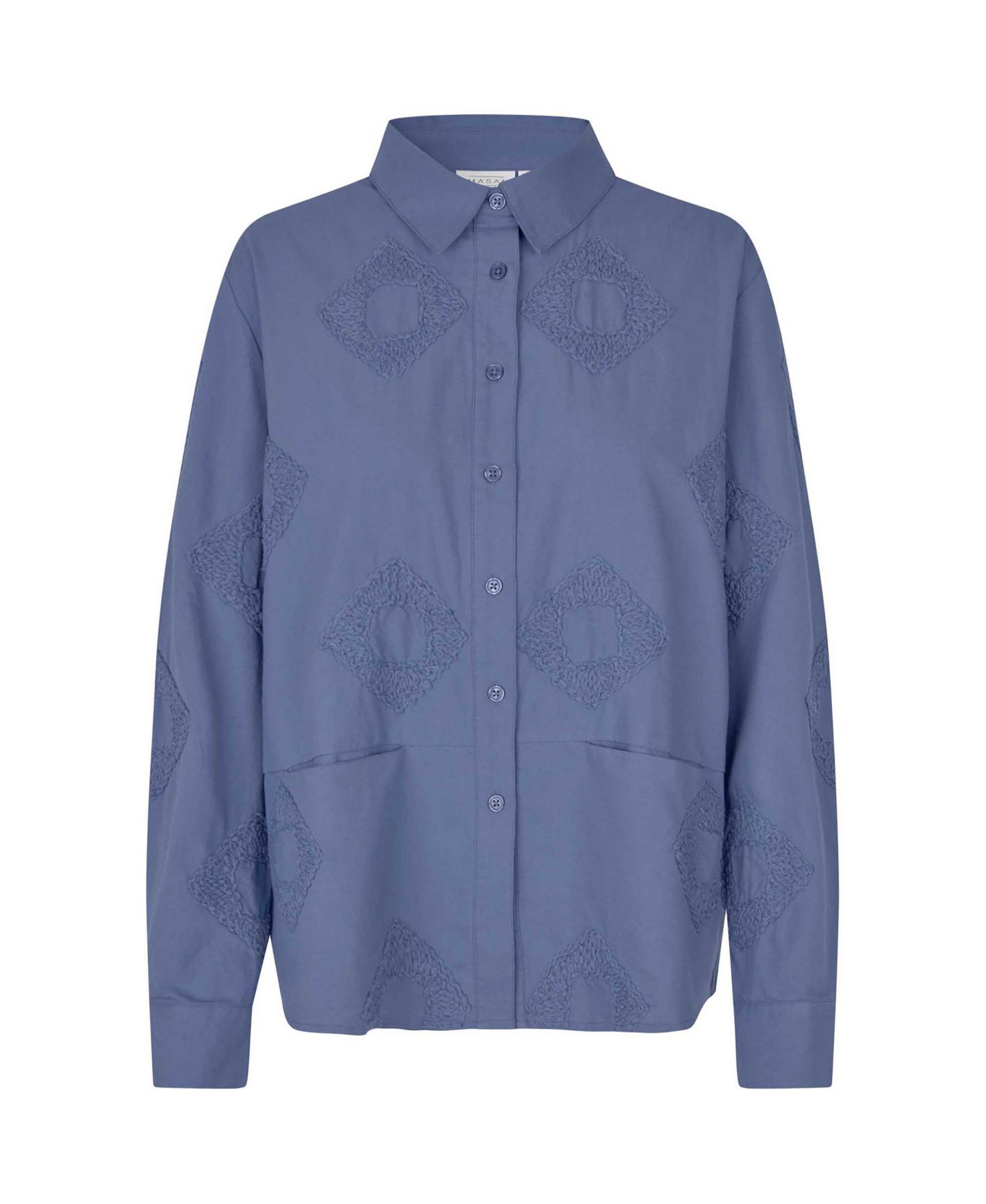 Женская рубашка Masai Copenhagen 100% Cotton Long Sleeve Collared, цвет: Синий — фото 2