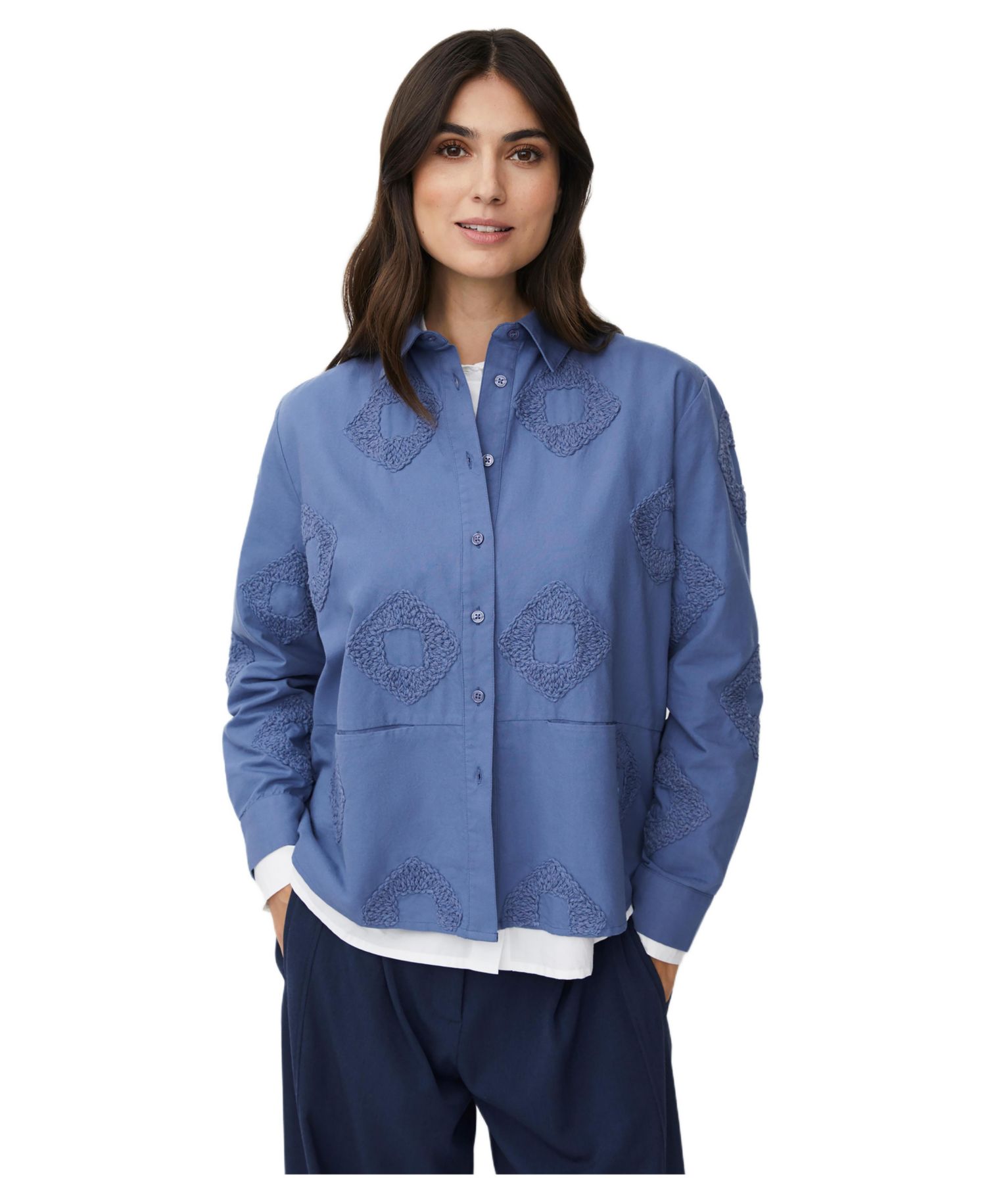 Women's 100% Cotton Long Sleeve Collared Shirt