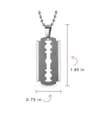 Set of 2 Hip Hop Biker Jewelry Razor Blade Pendant Necklace Black Silver Plated