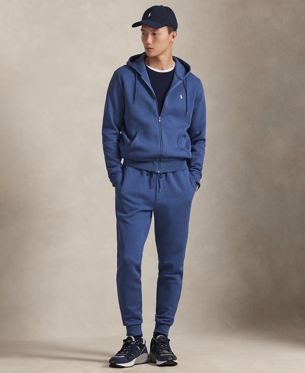 Polo Ralph Lauren Logo-embroidered Zip-up Drawstring Hoodie In Blue
