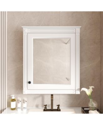 24" x 27" MDF Adjustable Shelf & Soft-Close Hinges Wall-Mounted Mirror Cabinet