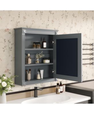 24" x 27" MDF Adjustable Shelf & Soft-Close Hinges Wall-Mounted Mirror Cabinet