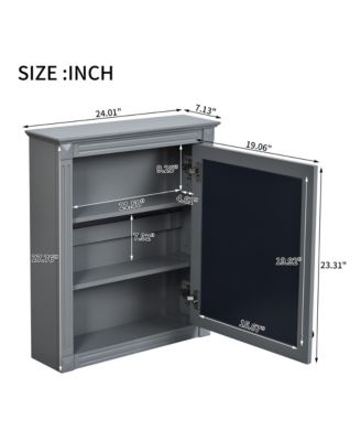 24" x 27" MDF Adjustable Shelf & Soft-Close Hinges Wall-Mounted Mirror Cabinet