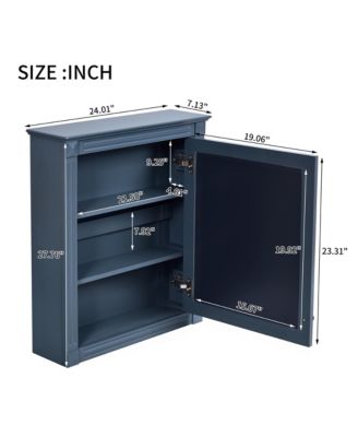 24" x 27" MDF Adjustable Shelf & Soft-Close Hinges Wall-Mounted Mirror Cabinet