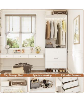 24" Freestanding Closet Organizer System with Hanging Rods and Drawers