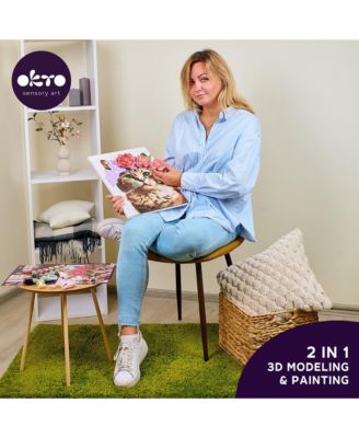 OKTO Air-Dry Clay 3D Painting Kit – Kit a Cat in a Flower Crown (11.8 x 15.7 in)