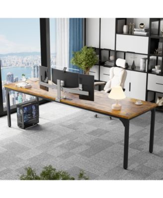 8.8'' W Rectangle Computer Desk, Wood Top Study Workstation