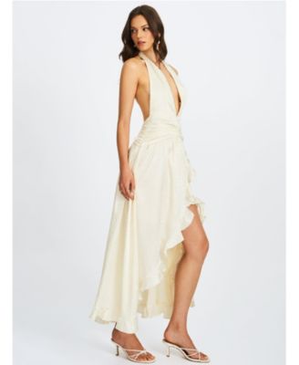 Women's Nalani Floral Ivory Ruffled Halter Maxi Dress