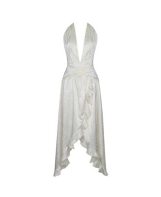 Women's Nalani Floral Ivory Ruffled Halter Maxi Dress