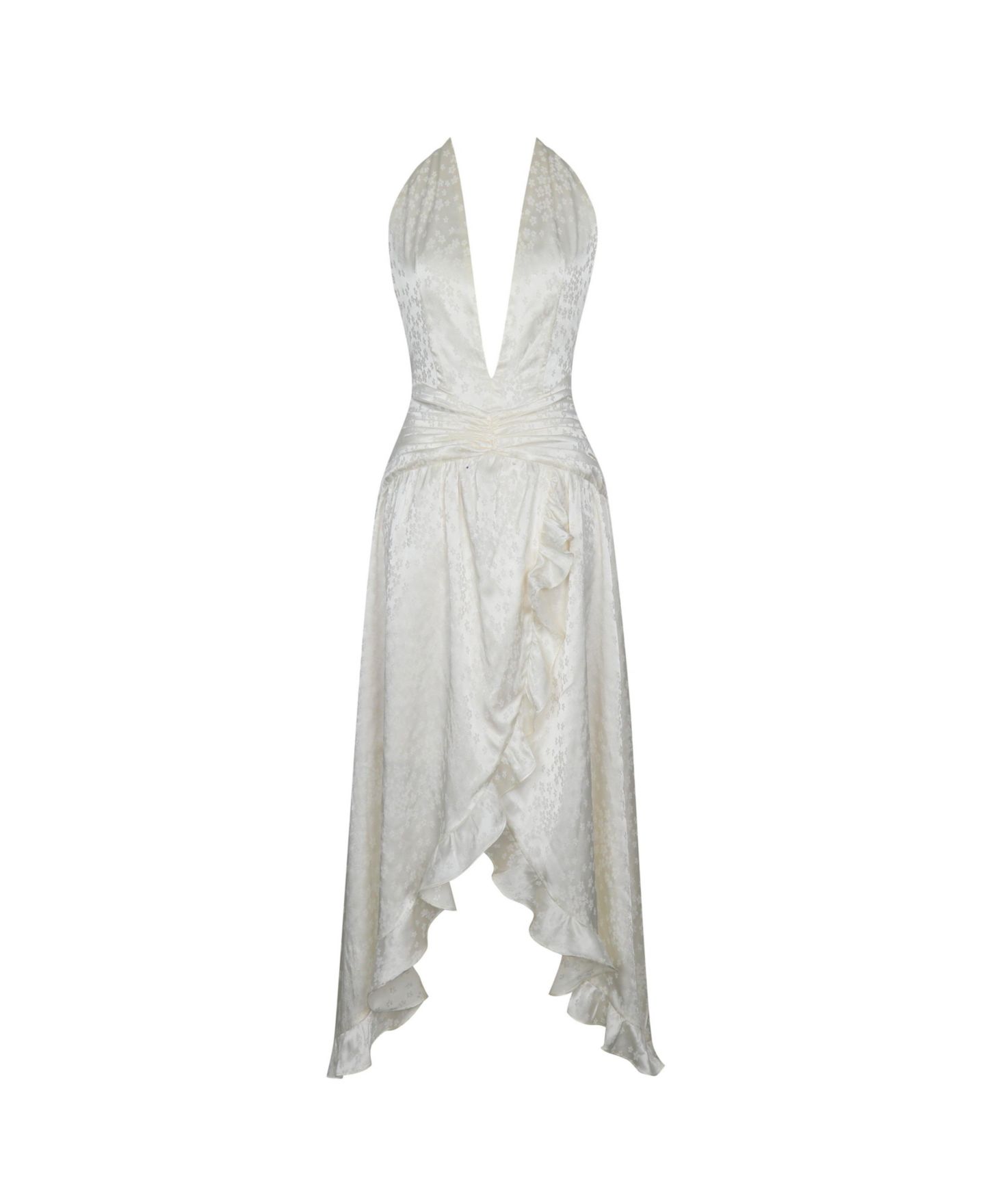 Женское платье Miss Circle Nalani Floral Ivory Ruffled Halter Maxi, цвет: Слоновая кость — фото 10