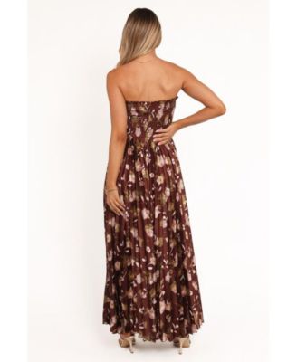 Women's Angelique Strapless Maxi Dress - Brown Floral