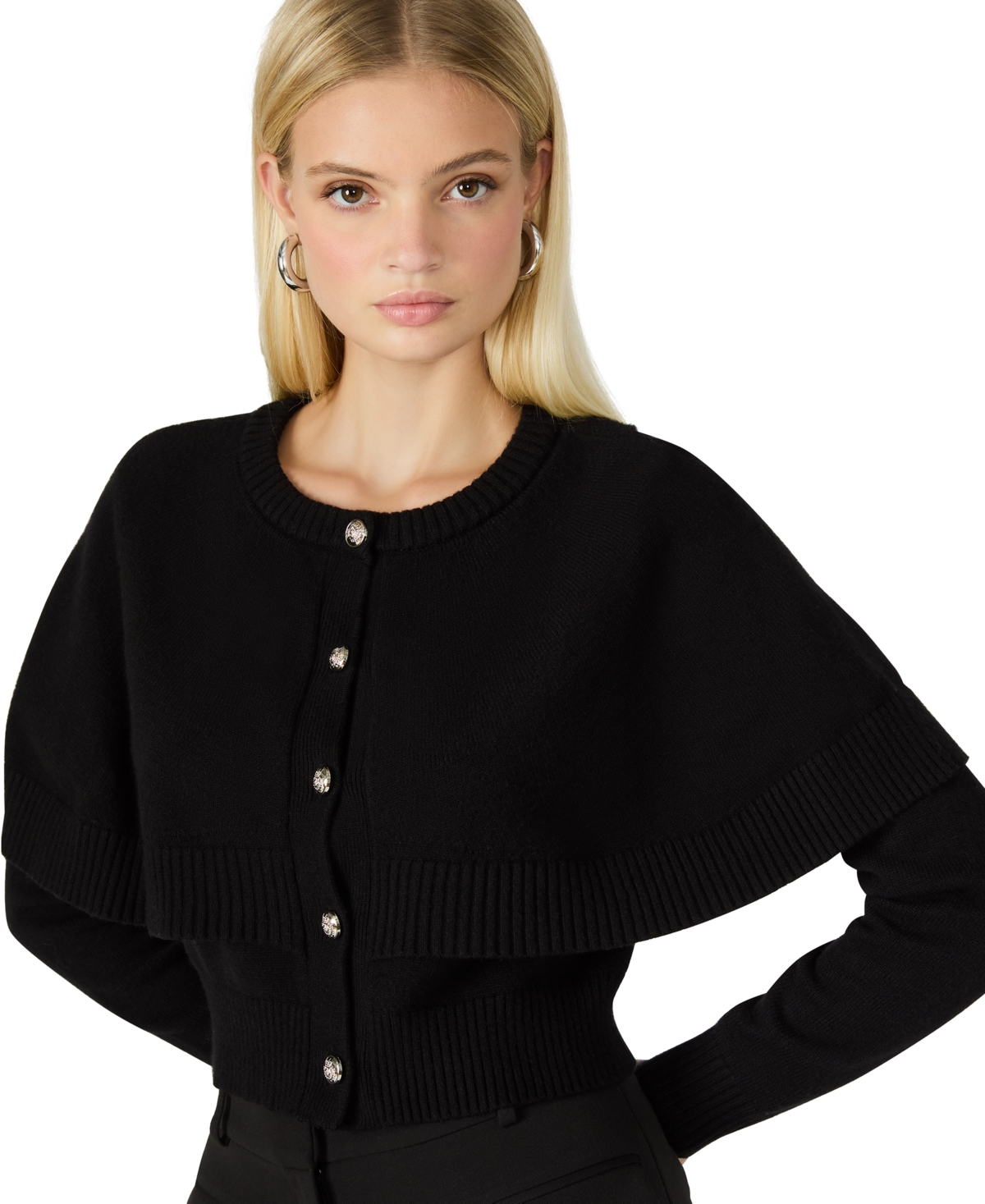 Steve Madden Women's Gisselle Long Sleeves Sweater Cape Cardigan
