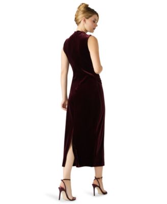 Women's Velvet Mock Neck Midi Dress