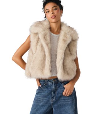 Steve Madden - Women's Safira Faux Fur Collared Vest