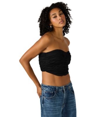 Women's Tulle Ruched Strapless Tube Top