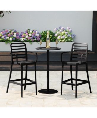 2-Person Adjustable Round Bar Table and Stackable Bar Stools Dining Set