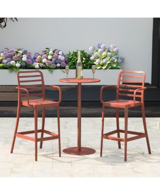 2-Person Adjustable Round Bar Table and Stackable Bar Stools Dining Set