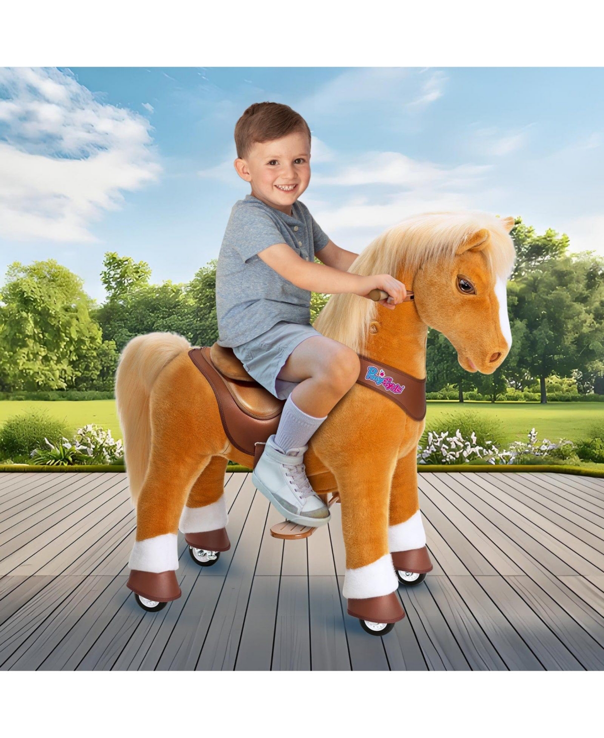 PonyCycle Model Y Light Brown Horse Rideable Toy for Age -4