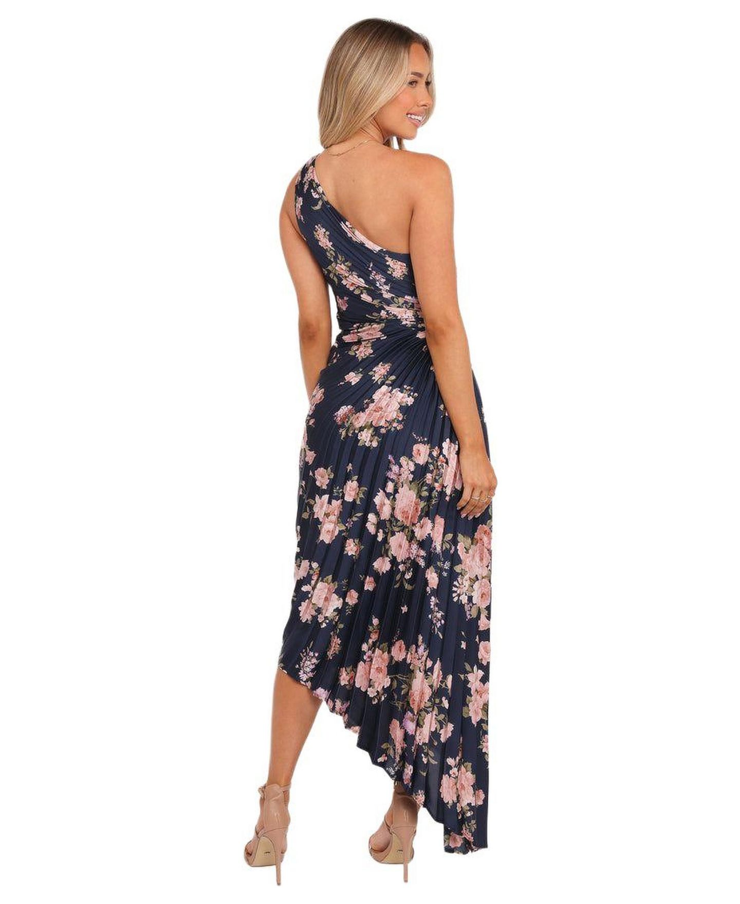 Женское платье Petal and Pup Kleo One Shoulder Maxi - Navy Floral, цвет: Синий — фото 3