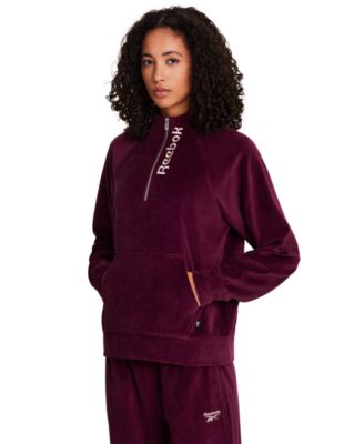 Women's New Heritage Velour Half Zip Collared Top