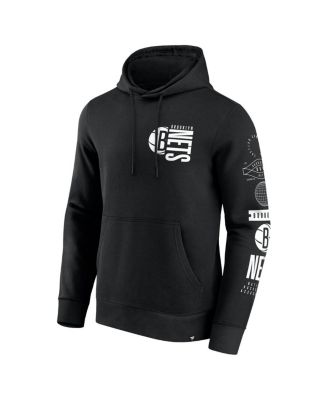 Men's Black Brooklyn Nets Game Time Crossover Pullover Hoodie