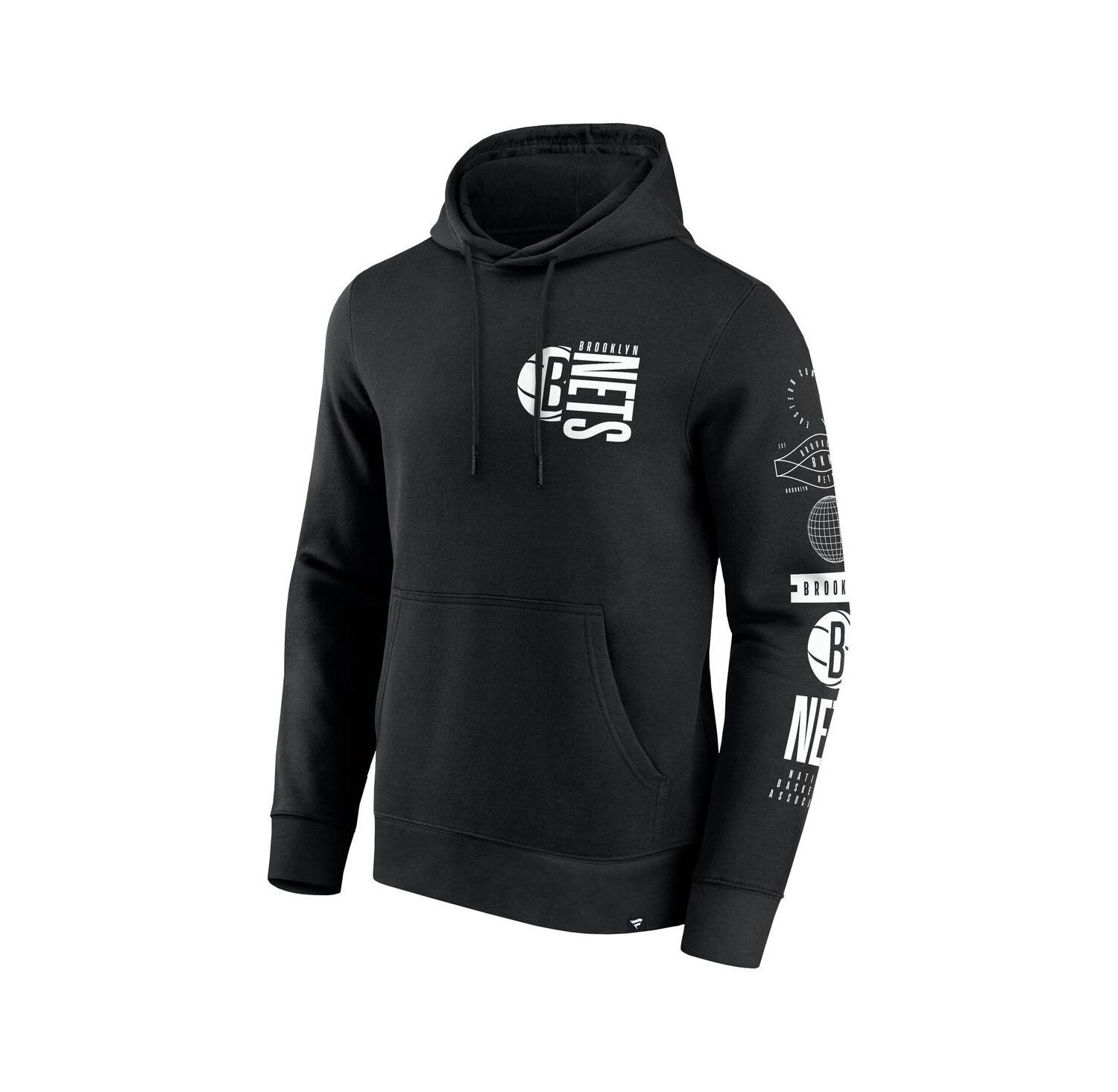 Men's Black Brooklyn Nets Game Time Crossover Pullover Hoodie