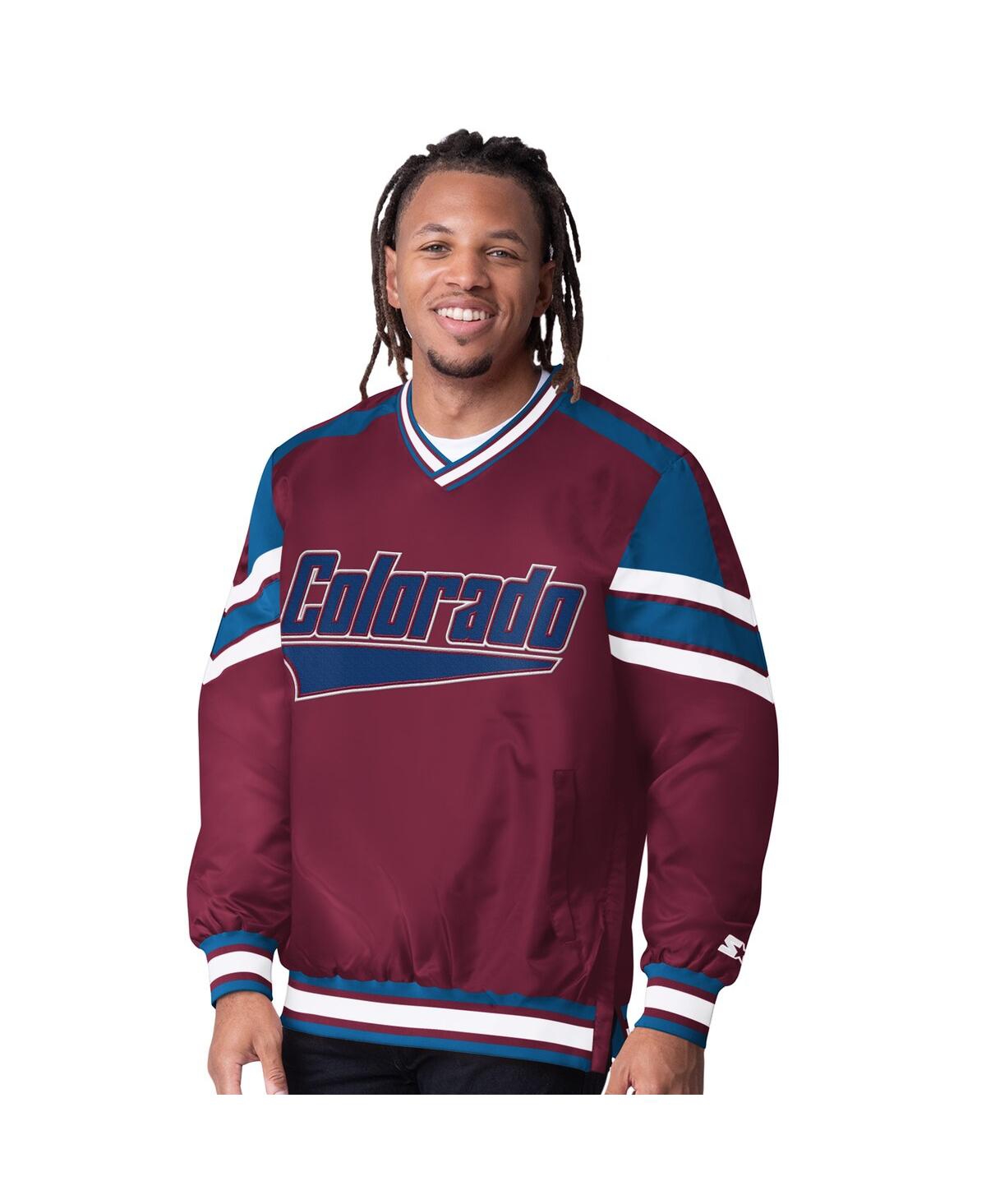 Starter Men's Burgundy Colorado Avalanche Reliever V-Neck Pullover Jacket