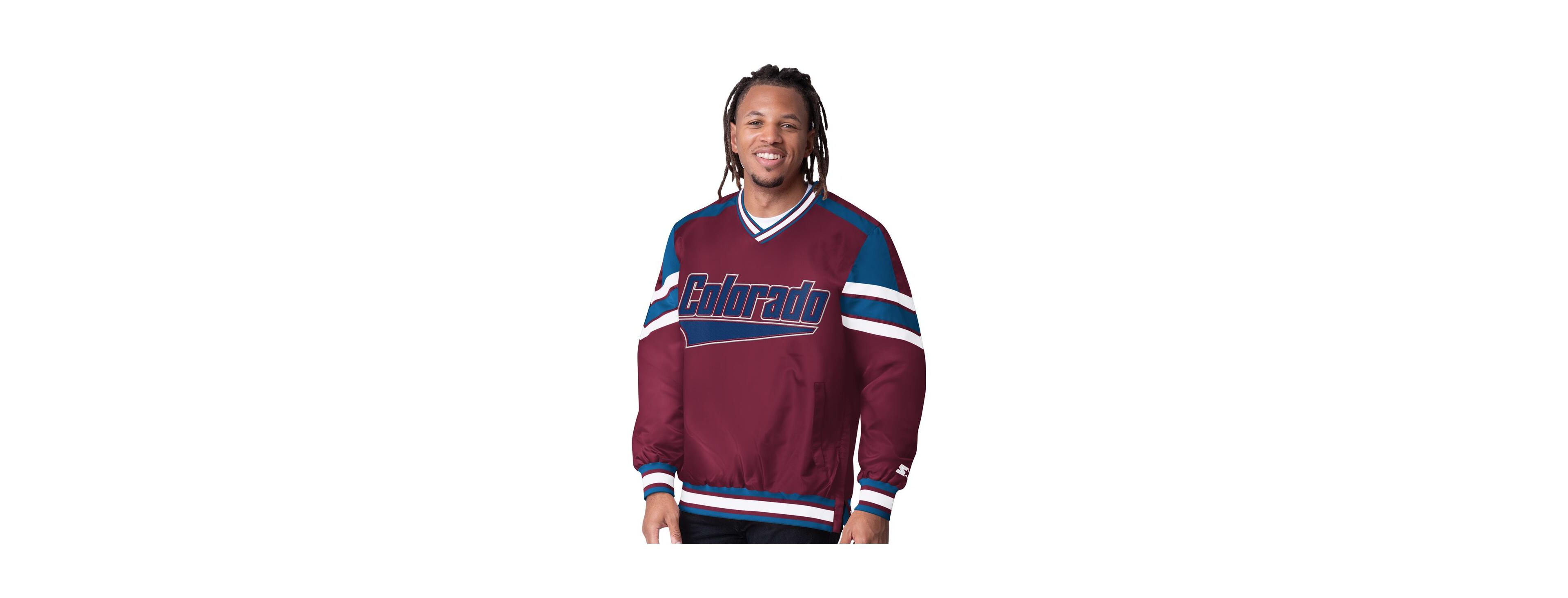 Starter Men's Burgundy Colorado Avalanche Reliever V-Neck Pullover Jacket