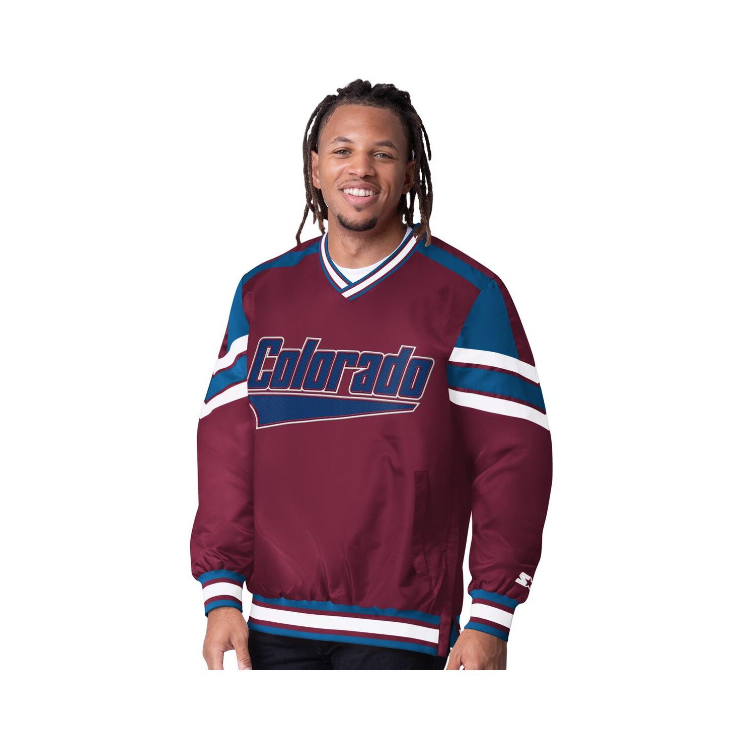 Men's Burgundy Colorado Avalanche Reliever V-Neck Pullover Jacket