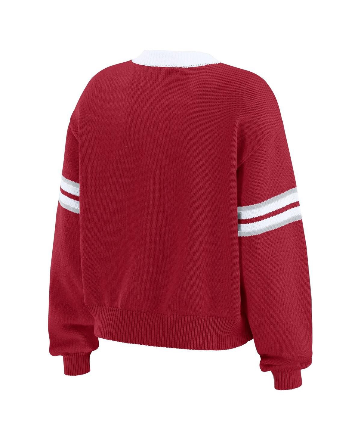 Wear By Erin Andrews Women's Crimson Alabama Crimson Tide Lace-up Pullover Sweater In Red