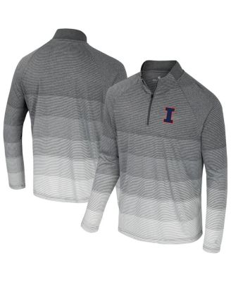 Colosseum - Men's Gray Illinois Fighting Illini AI Striped Mesh Quarter-Zip Raglan Windshirt