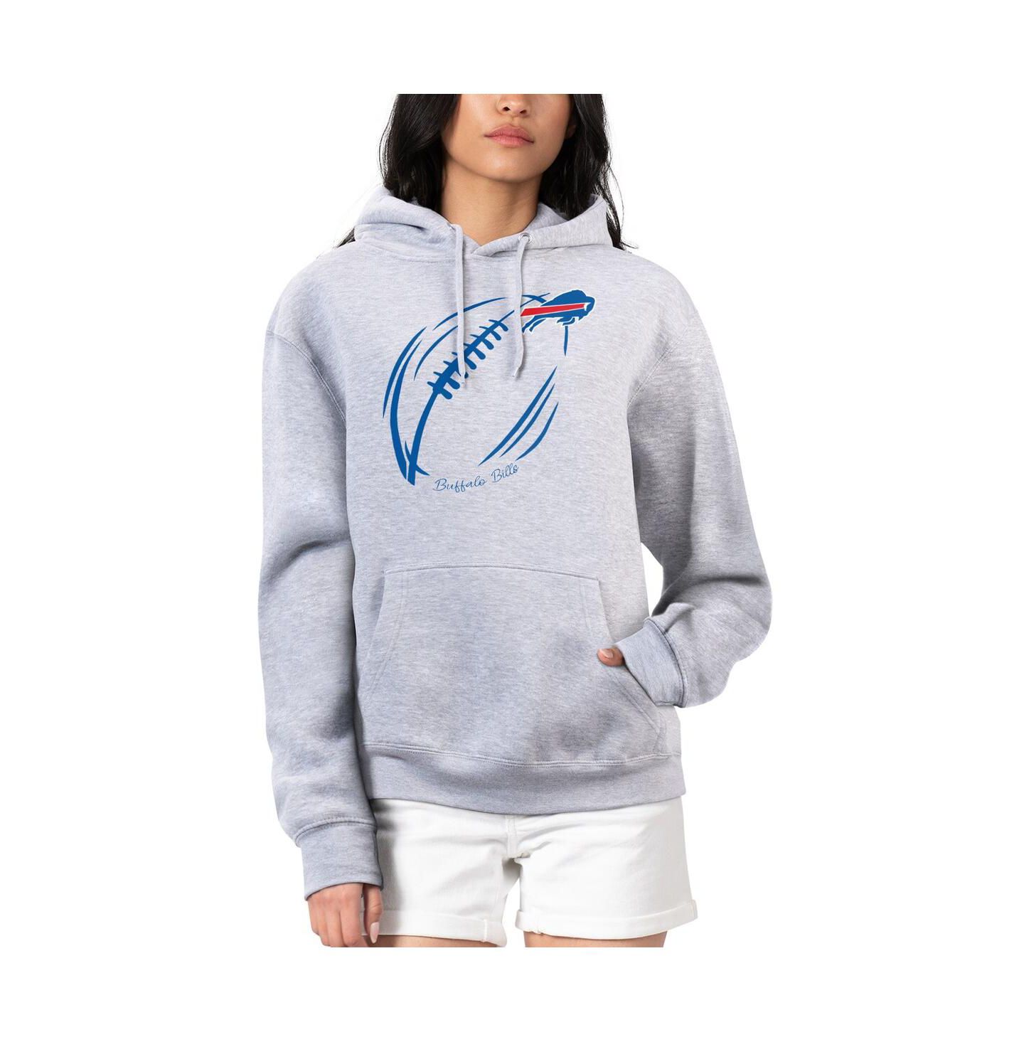 Женское худи G-III 4Her by Carl Banks Heather Gray Buffalo Bills Football Logo Fleece Tri-Blend Pullover — фото 1