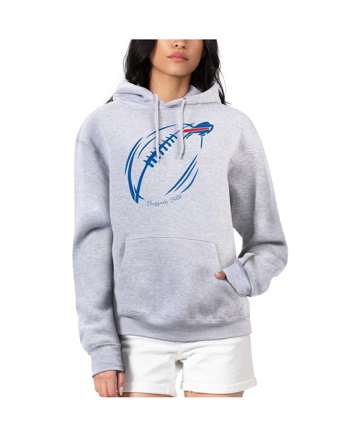 G-iii 4her By Carl Banks Women's Heather Gray Buffalo Bills Football Logo Fleece Tri-blend Pullover Hoodie In Gray