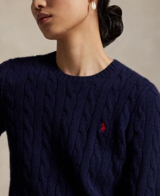 Women's Cable Wool-Cashmere Crew Neck Sweater